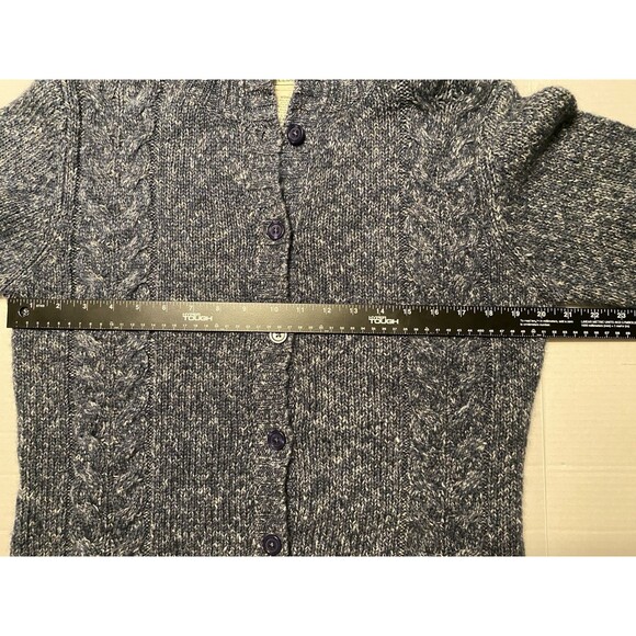 LL Bean Womens Sweater Marled Cardigan Wool Blend Button Front Blue Large NWOT - Picture 13 of 16